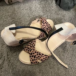 Leopard wedge heels size 9